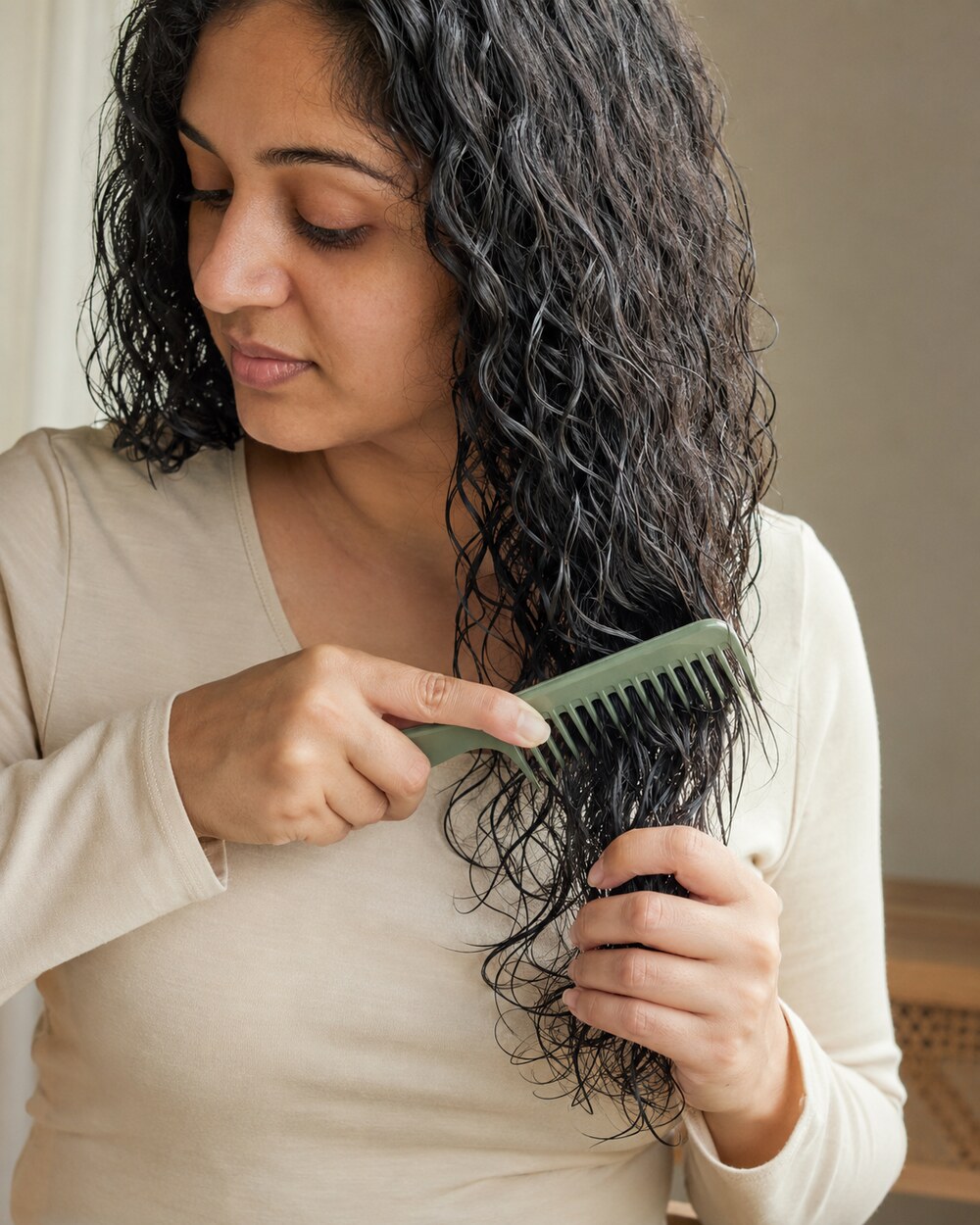 Detangle from the ends upward